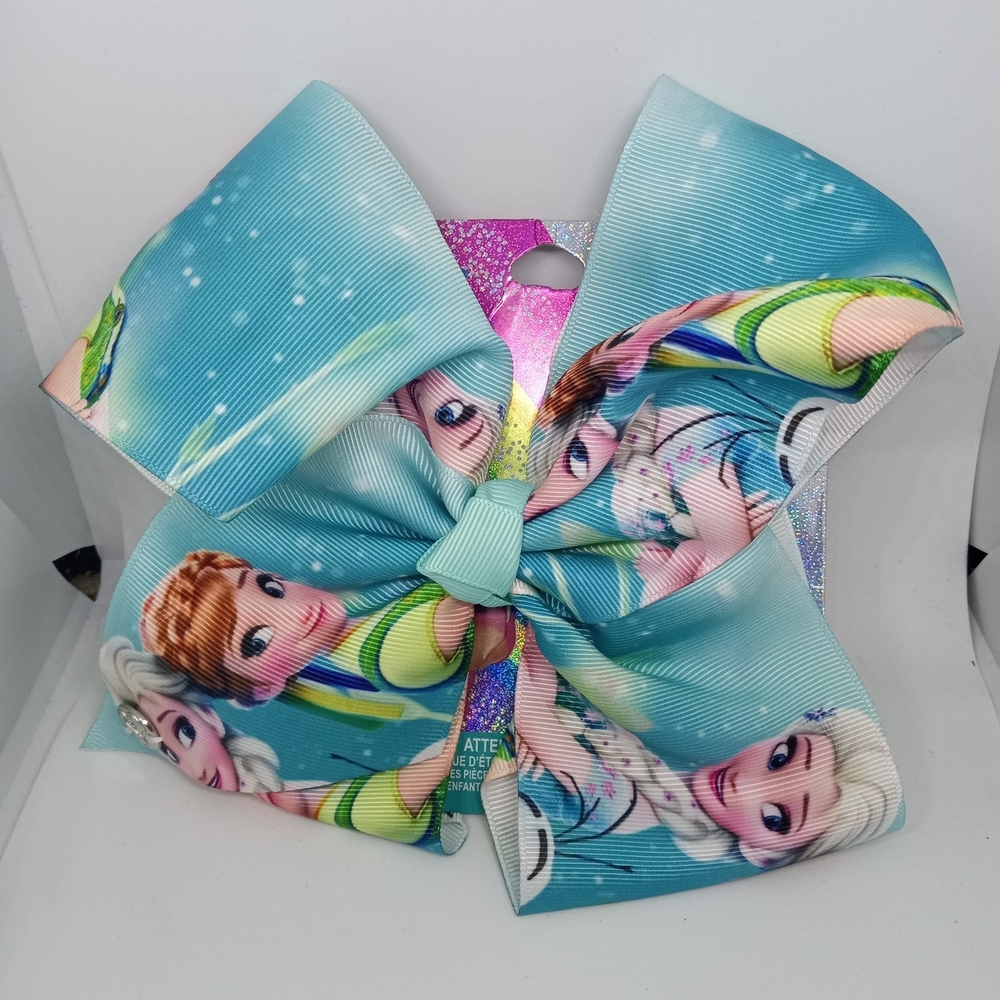 Hand Crafted Frozen Themed Hair Bow - Blue and Green